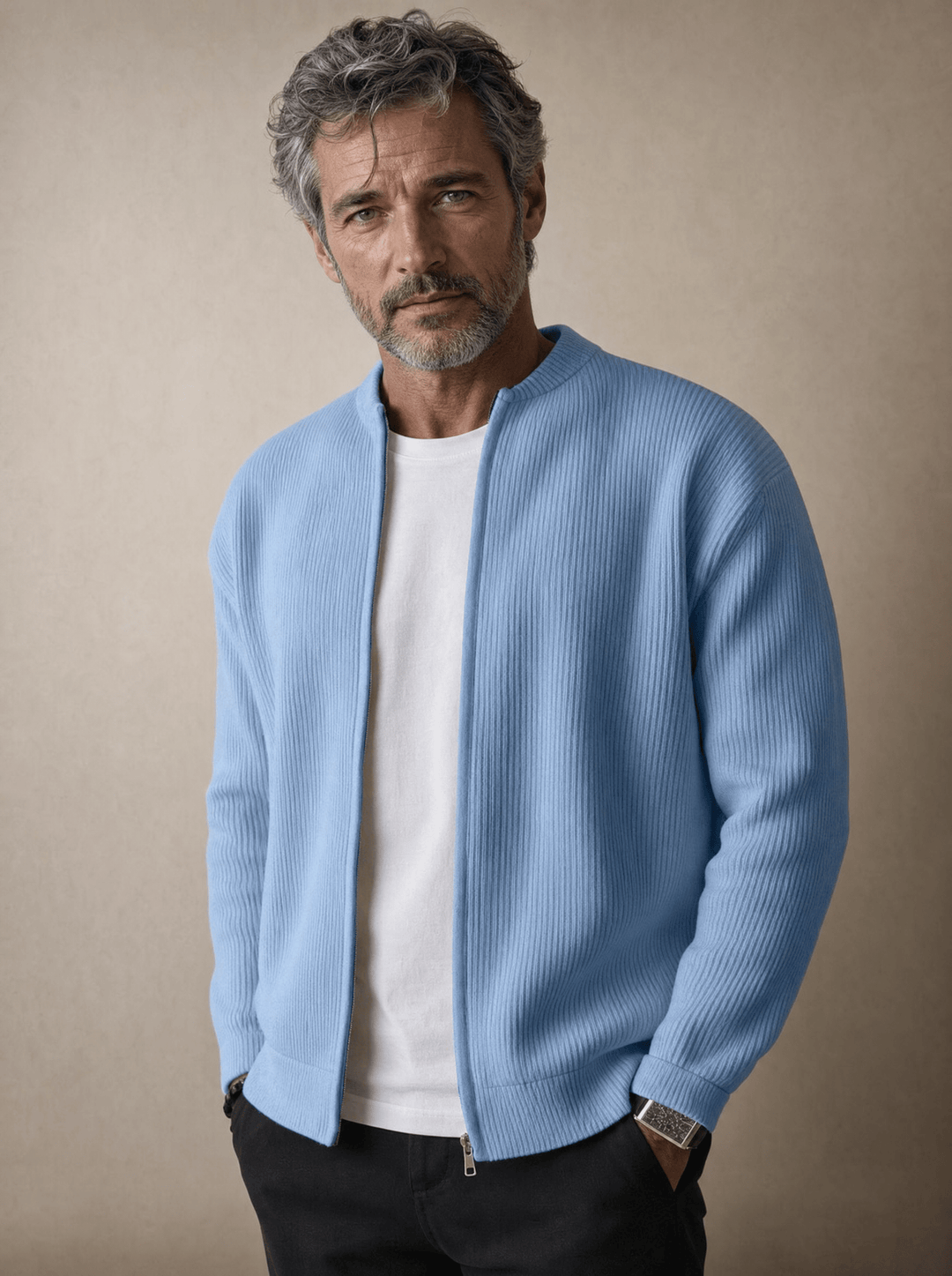 Foster - Rippstrick-Cardigan mit Reissverschluss