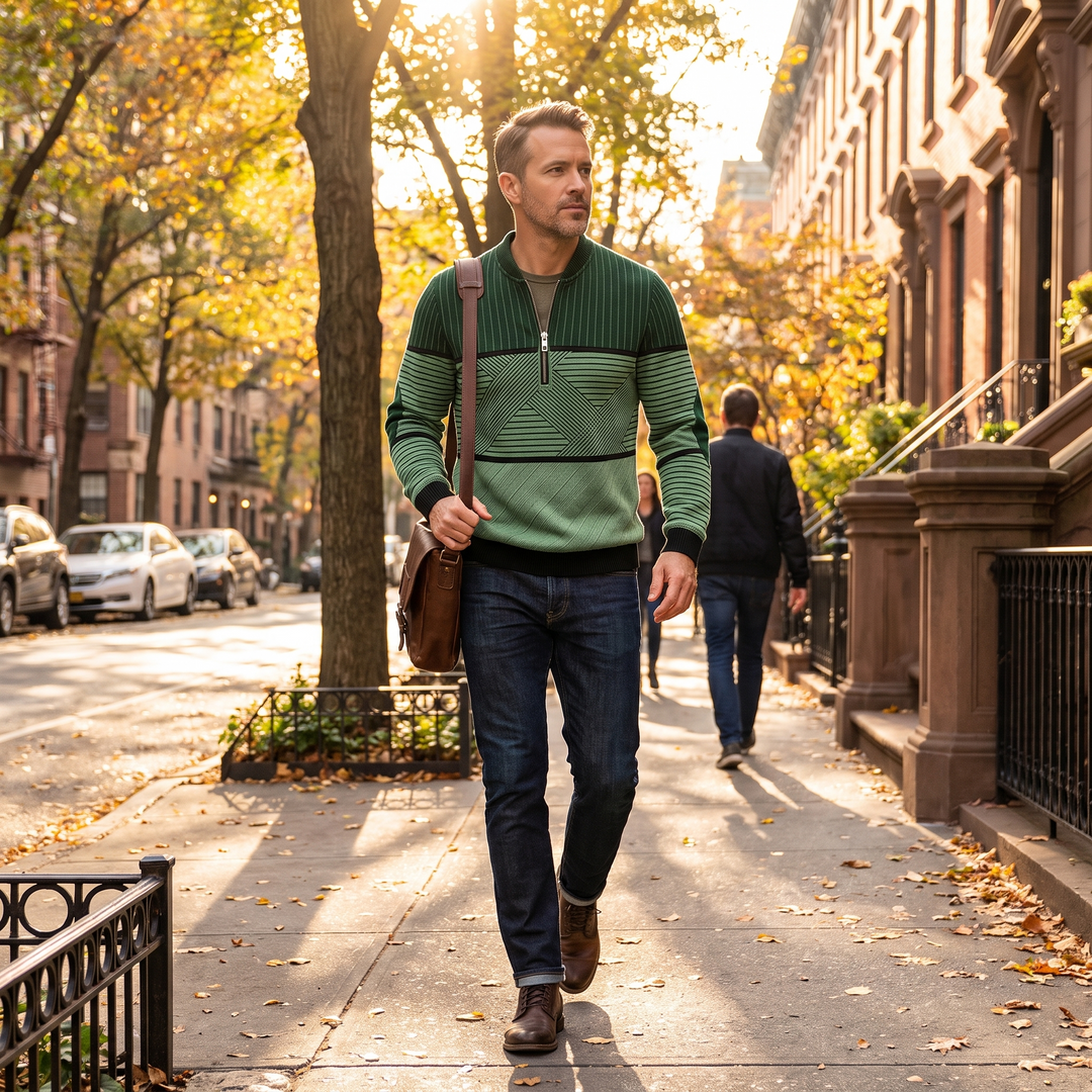 Caian - Hochwertiger Half-Zip-Strickpullover