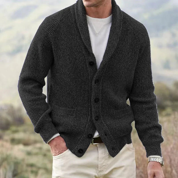 Bevan - Strukturierter Cardigan mit Schalkragen