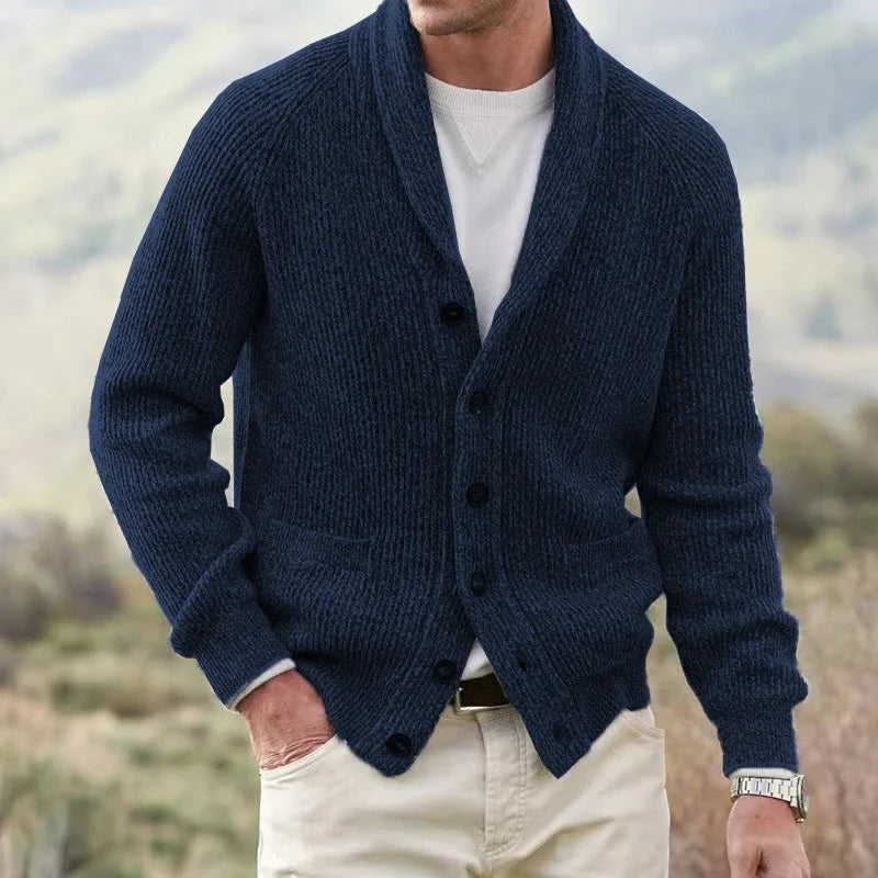 Bevan - Strukturierter Cardigan mit Schalkragen