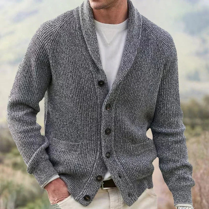 Bevan - Strukturierter Cardigan mit Schalkragen
