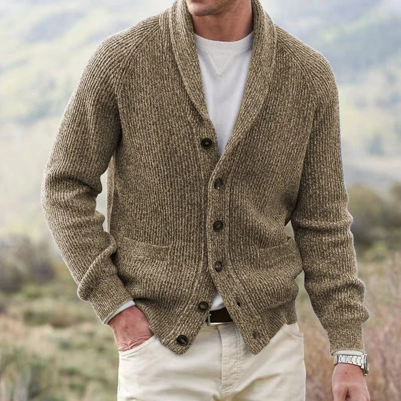 Bevan - Strukturierter Cardigan mit Schalkragen