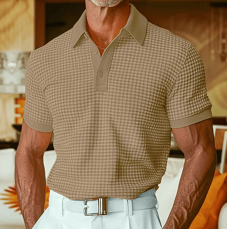 Beren - Strukturiertes Poloshirt mit Karomuster