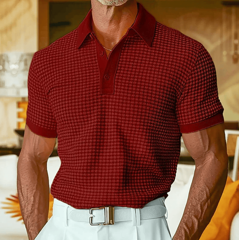 Beren - Strukturiertes Poloshirt mit Karomuster