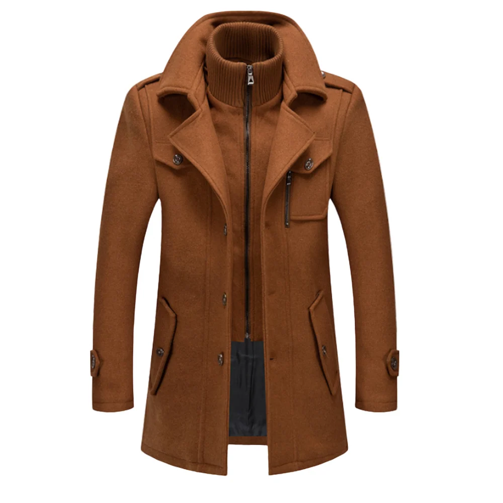 Davin - Mittellanger Stehkragenmantel im Lagen-Look