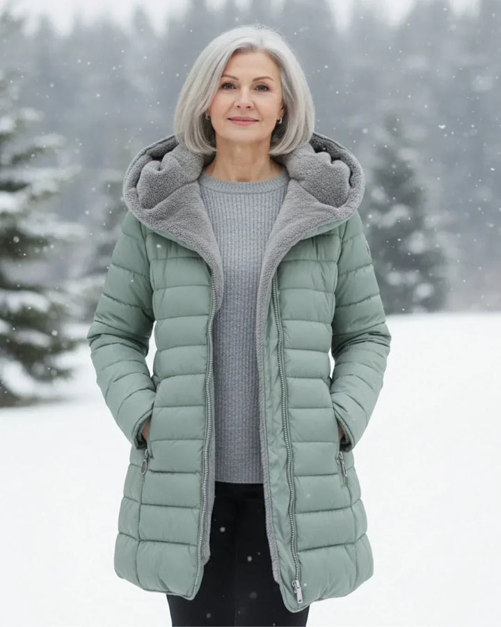 Leni - Warm gefütterter Kapuzen-Steppmantel