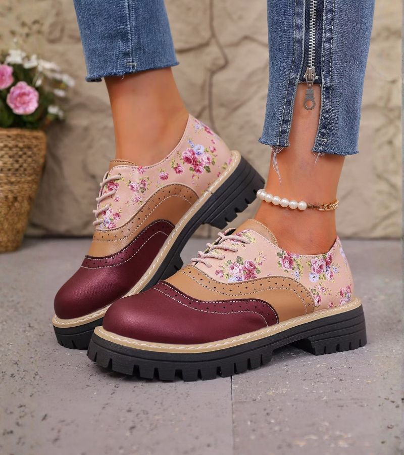 Dagna - Florale Premium-Oxford-Schuhe