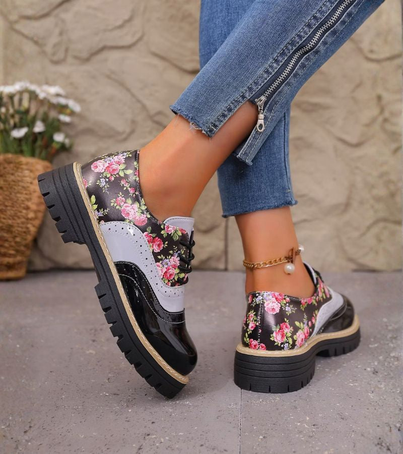 Dagna - Florale Premium-Oxford-Schuhe