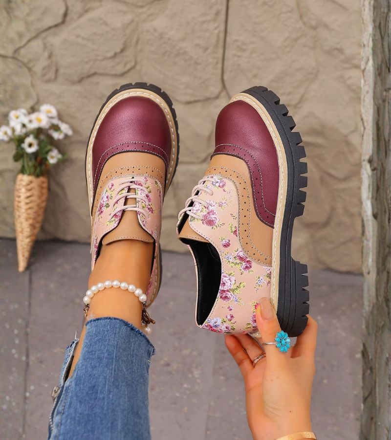 Dagna - Florale Premium-Oxford-Schuhe