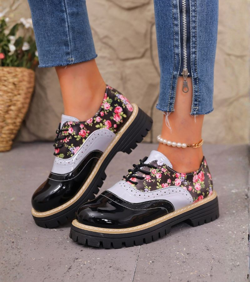 Dagna - Florale Premium-Oxford-Schuhe