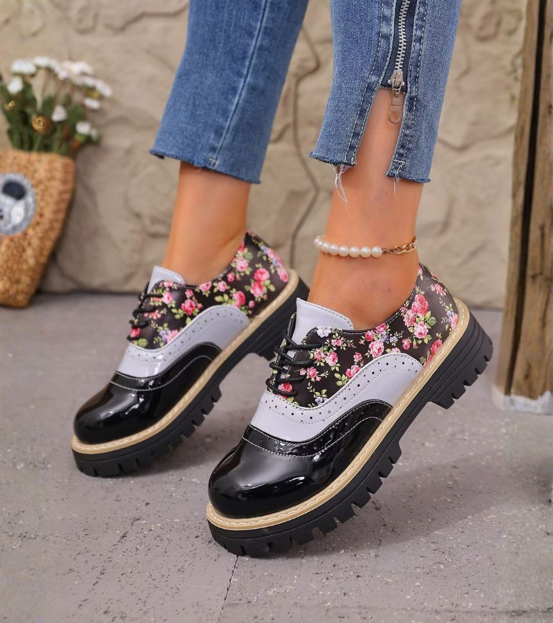 Dagna - Florale Premium-Oxford-Schuhe