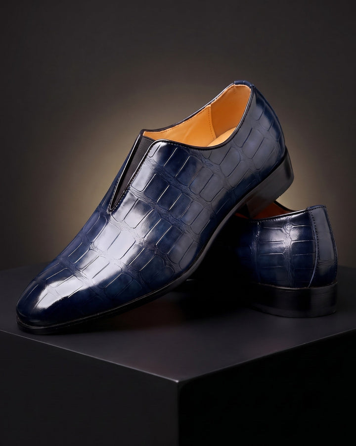 Denton - Patinierte Slip-on-Loafer mit Kroko-Prägung