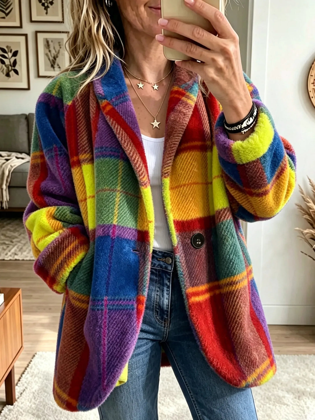Aevienne - Weicher karierter Mantel