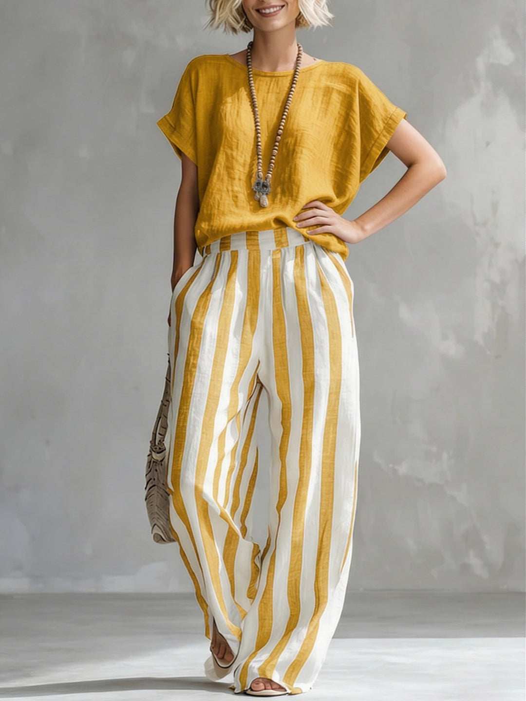 Eulalie - Strukturiertes Set aus Shirt und Shorts