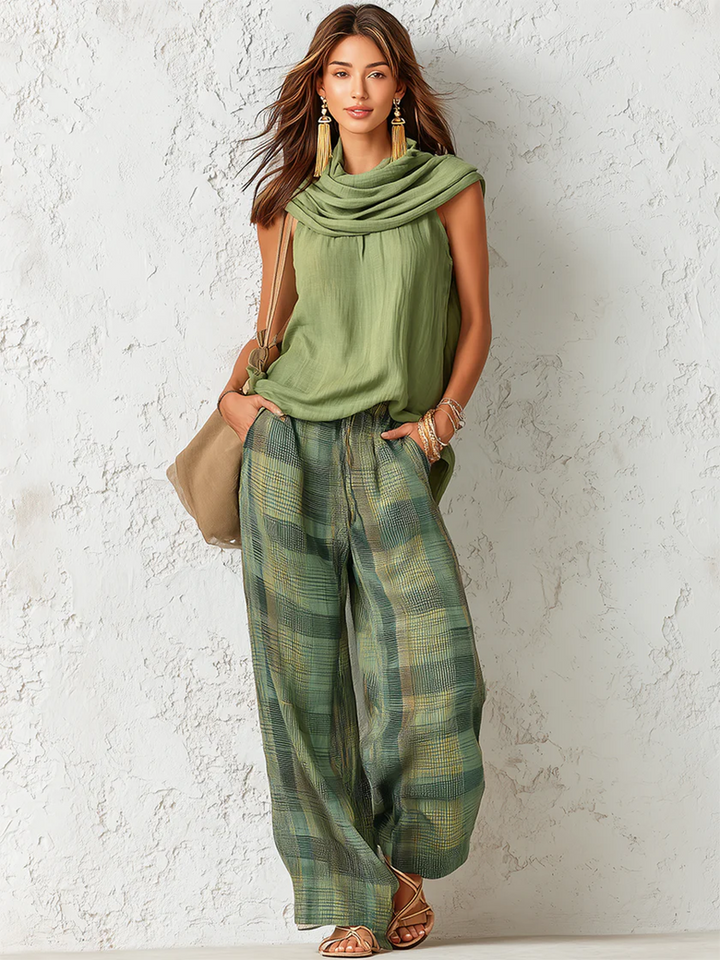 Calienna - Set aus leichter Bluse und weiter Hose