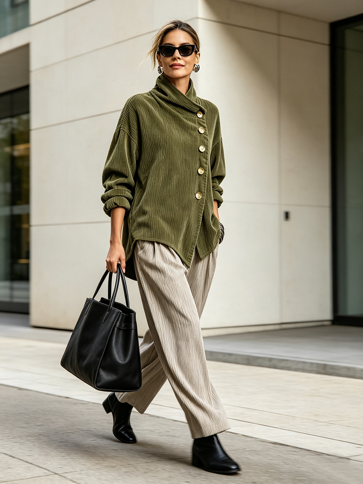 Blair - Asymmetrischer, strukturierter Pullover mit Stehkragen