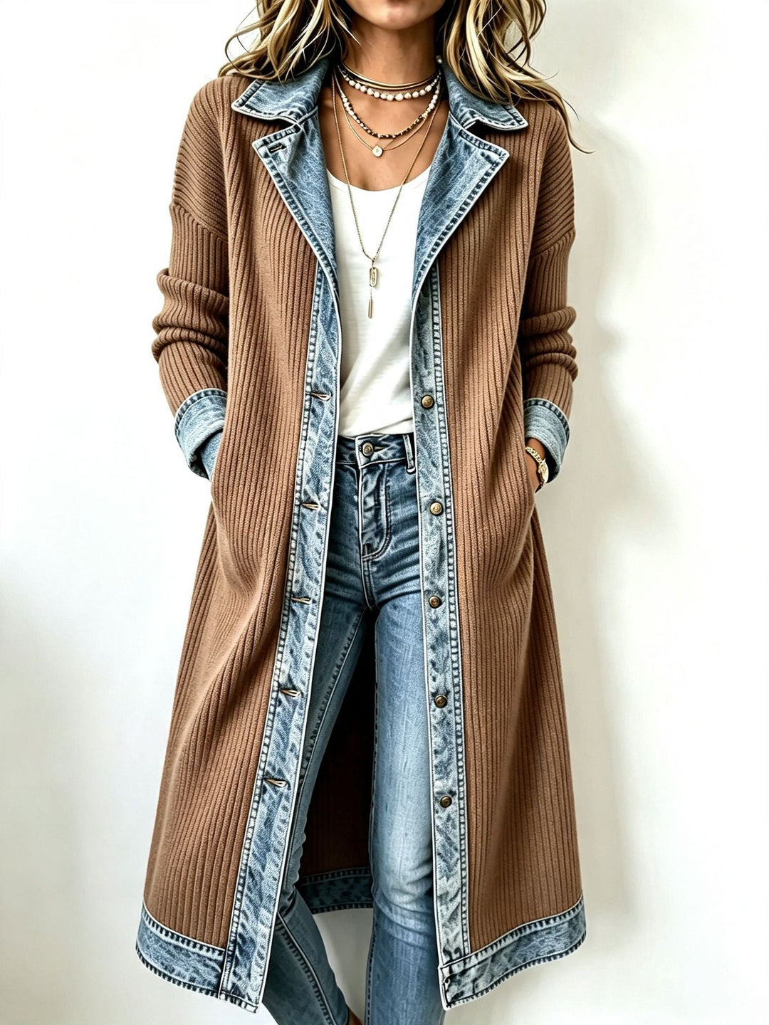 Odelia - Langer strukturierter Cardigan