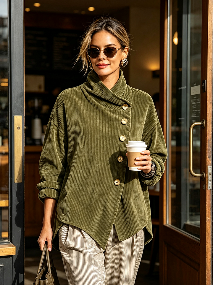 Blair - Asymmetrischer, strukturierter Pullover mit Stehkragen