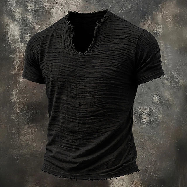 Jarrett - Strukturiertes T-Shirt mit V-Ausschnitt