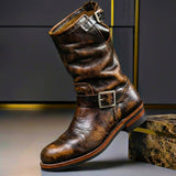 Gideon - Vintage-Lederstiefel mit Schnallen