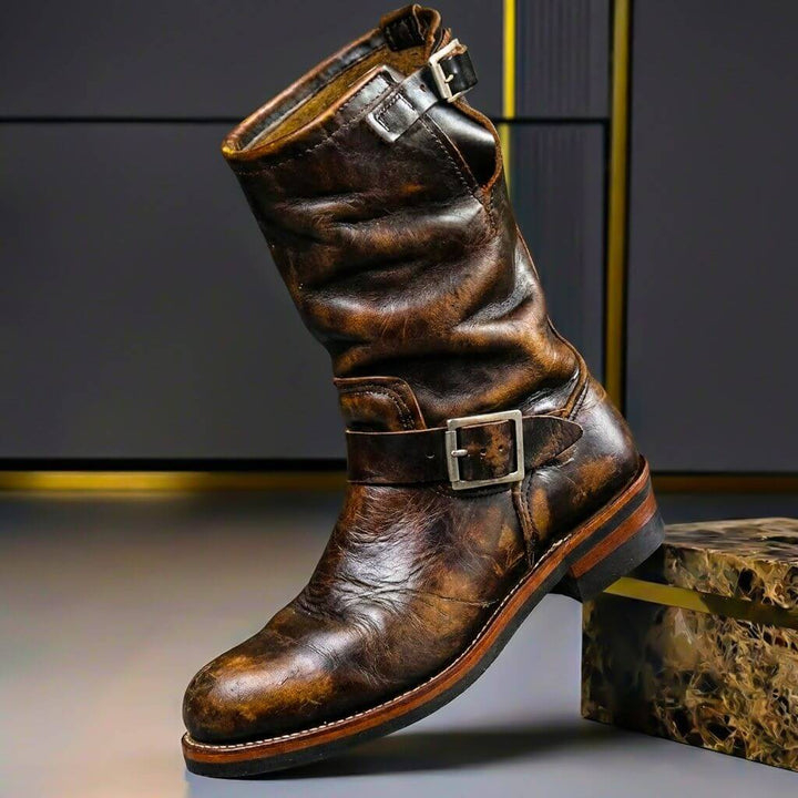 Gideon - Vintage-Lederstiefel mit Schnallen