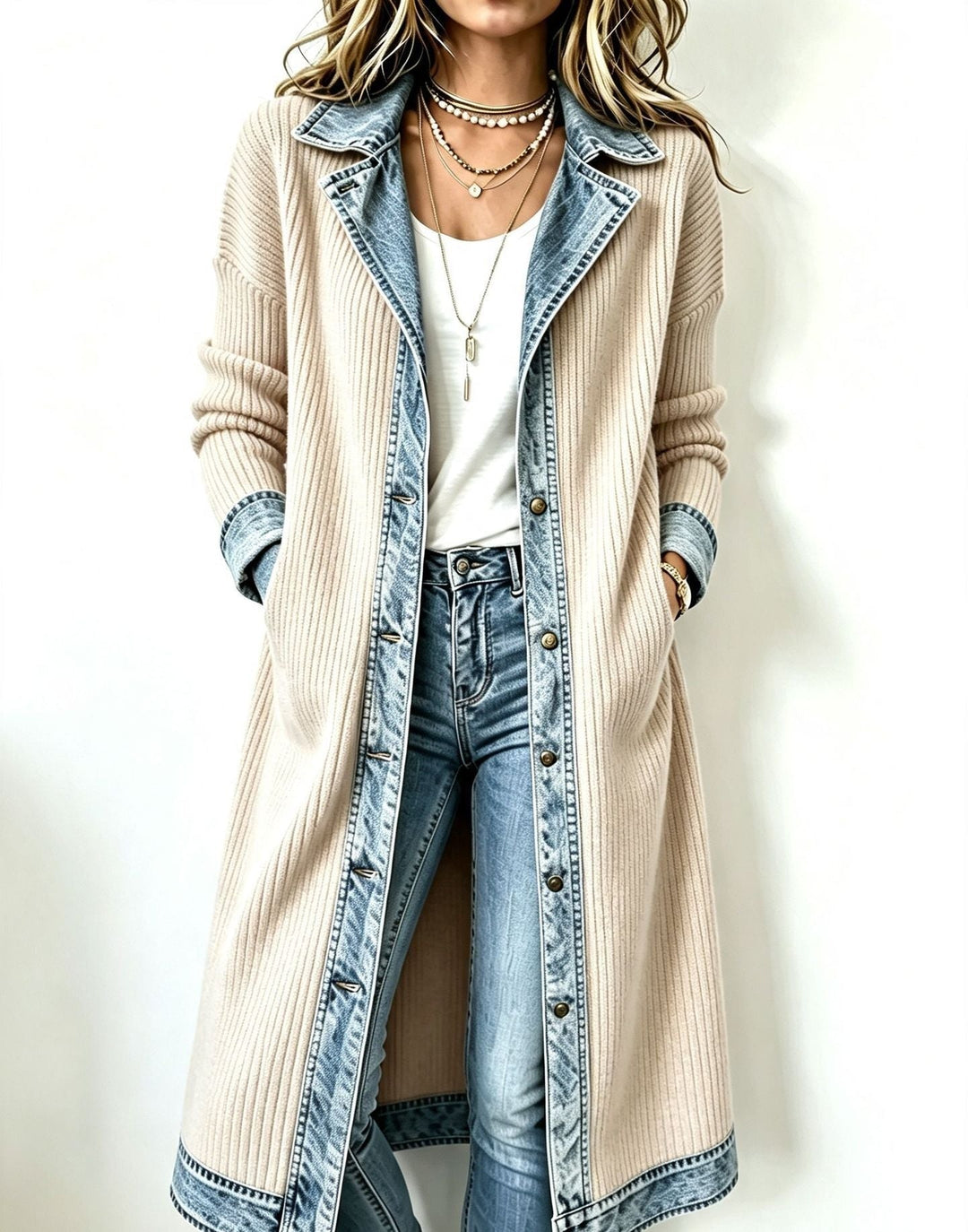 Odelia - Langer strukturierter Cardigan