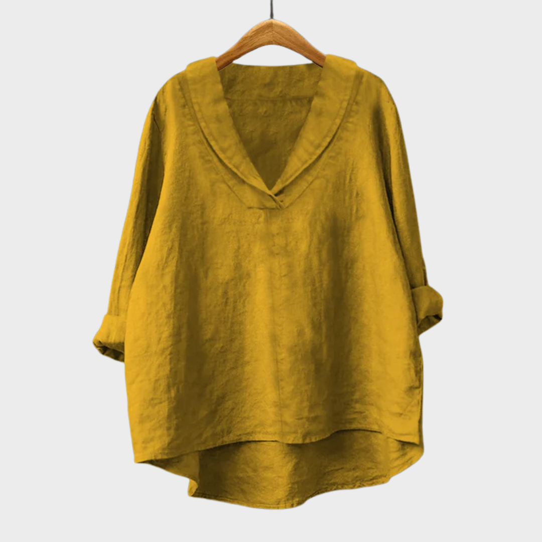 Bellissea - Elegante, drapierte Bluse mit V-Ausschnitt