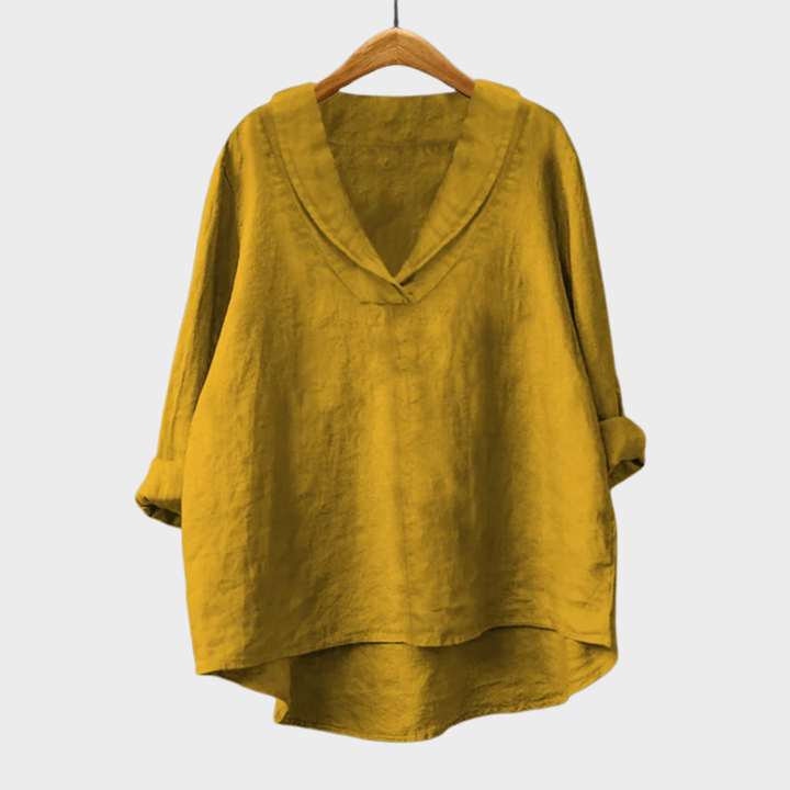 Bellissea - Elegante, drapierte Bluse mit V-Ausschnitt