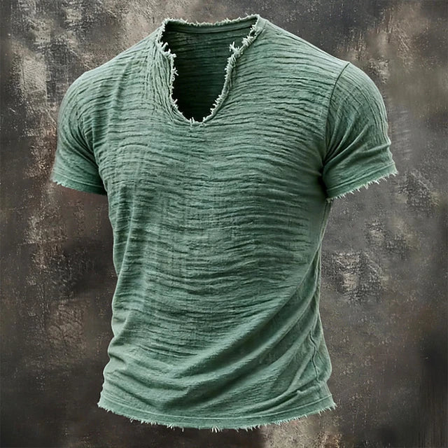 Jarrett - Strukturiertes T-Shirt mit V-Ausschnitt