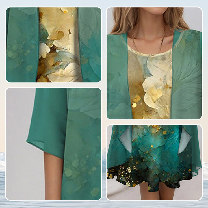 Delavelle - Elegantes mehrlagiges Midikleid-Set