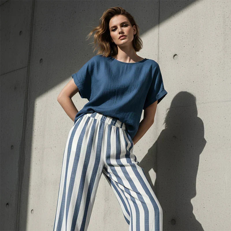 Eulalie - Strukturiertes Set aus Shirt und Shorts