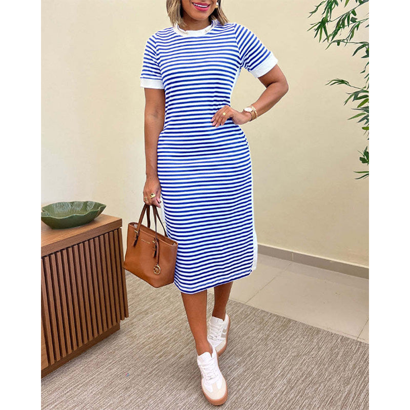Reeva - Gestreiftes Midikleid mit Soft-Touch