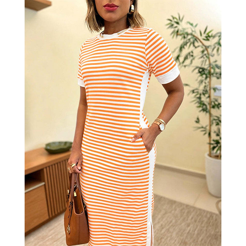 Reeva - Gestreiftes Midikleid mit Soft-Touch