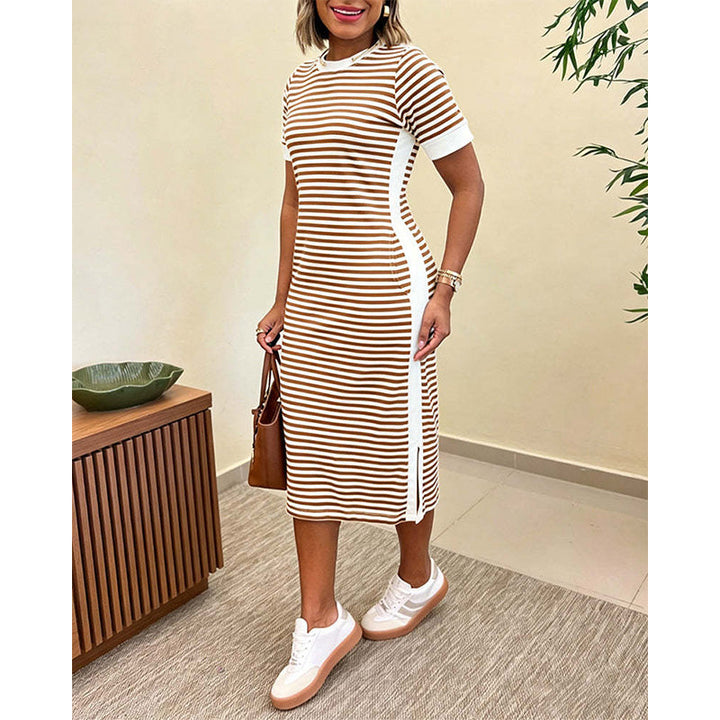 Reeva - Gestreiftes Midikleid mit Soft-Touch