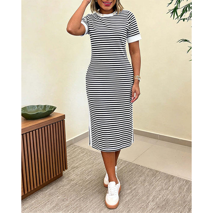 Reeva - Gestreiftes Midikleid mit Soft-Touch