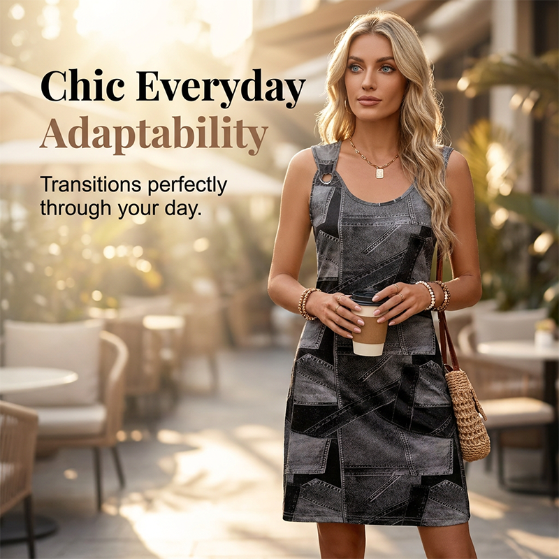 Havilah - Soft-Touch-Kleid in Denim-Optik