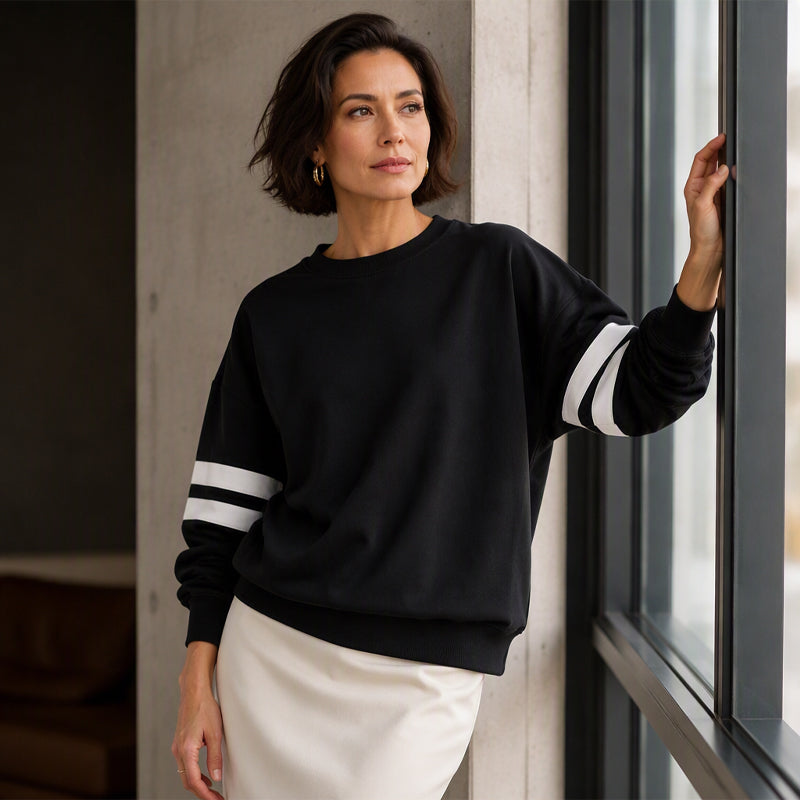 Anwynna - Sportliches Sweatshirt mit gestreiften Ärmeln