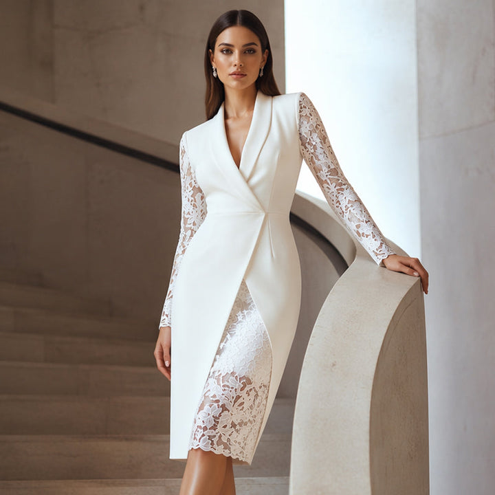 Saravelle - Elegantes Midikleid mit Spitzenärmeln