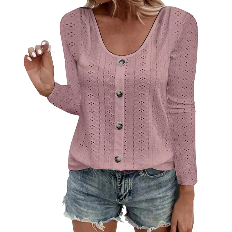 Aelwen - Bluse mit Rundhalsausschnitt und Soft-Touch