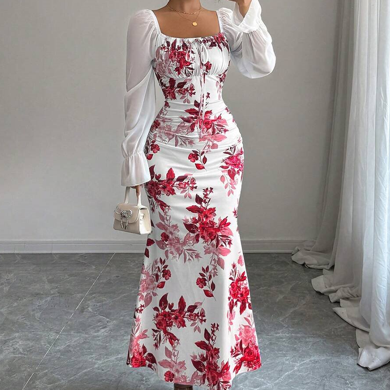 Noevalle - Besonders weiches Blumenprint-Kleid im Meerjungfrauenstil