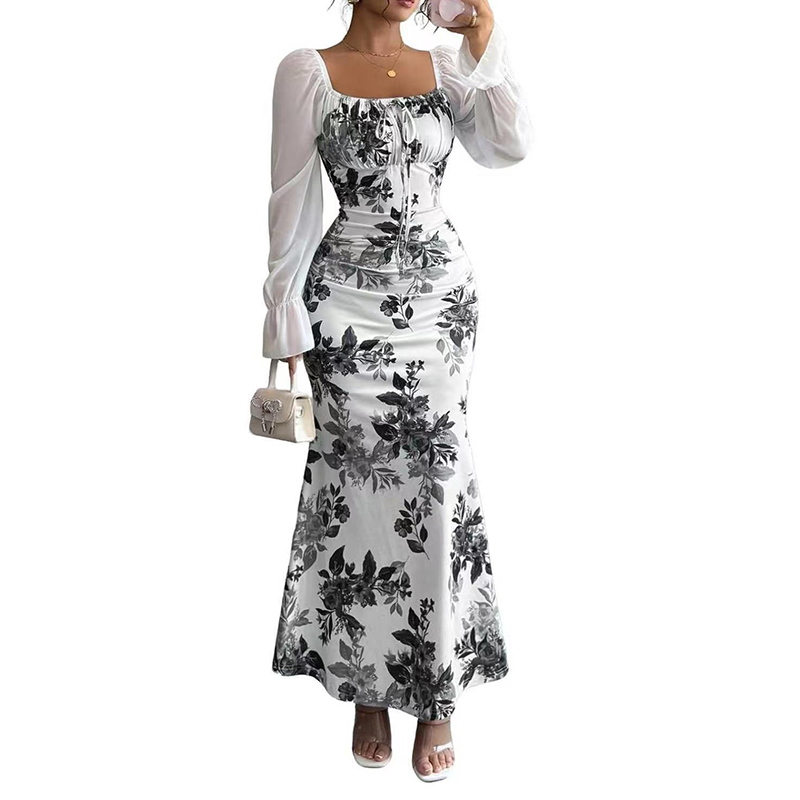 Noevalle - Besonders weiches Blumenprint-Kleid im Meerjungfrauenstil