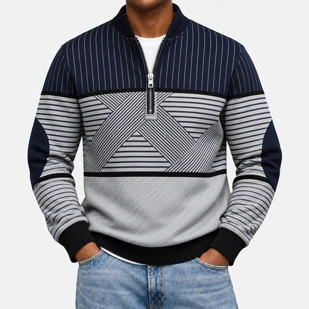 Ifan - Geometrisch gemusterter Half-Zip-Pullover