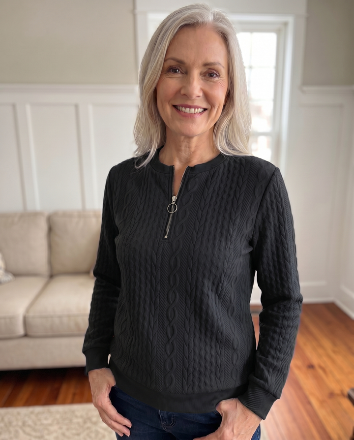 Darla - Strukturierter Half-Zip-Pullover