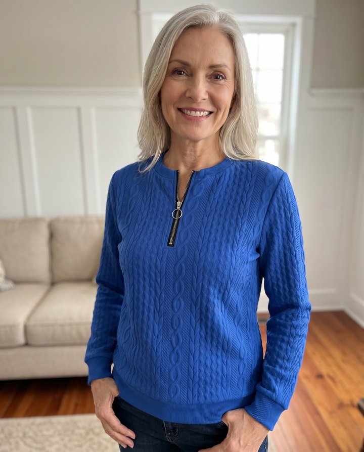 Darla - Strukturierter Half-Zip-Pullover