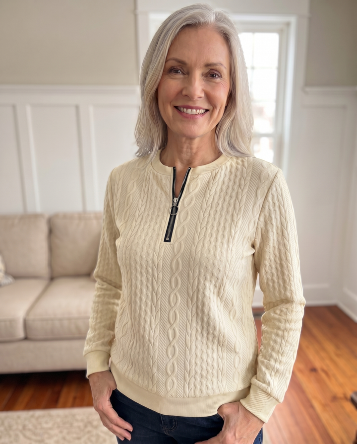 Darla - Strukturierter Half-Zip-Pullover