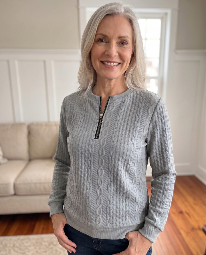 Darla - Strukturierter Half-Zip-Pullover
