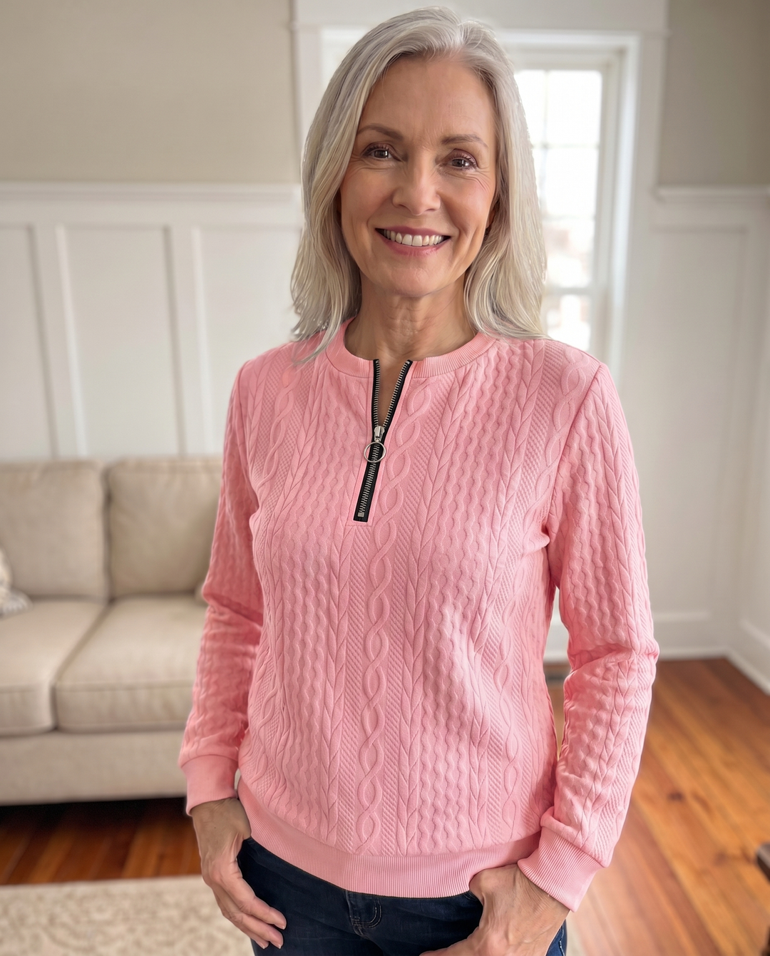 Darla - Strukturierter Half-Zip-Pullover