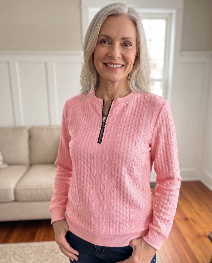 Darla - Strukturierter Half-Zip-Pullover