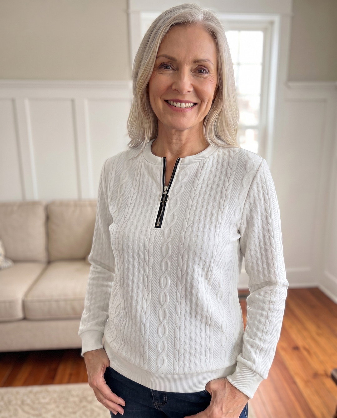 Darla - Strukturierter Half-Zip-Pullover