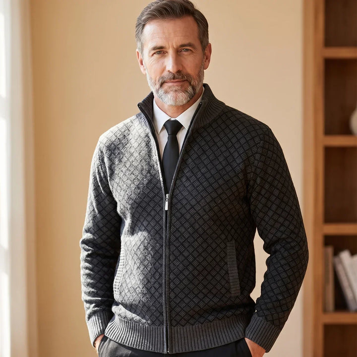Aris - Gemusterter Cardigan mit Frontreissverschluss